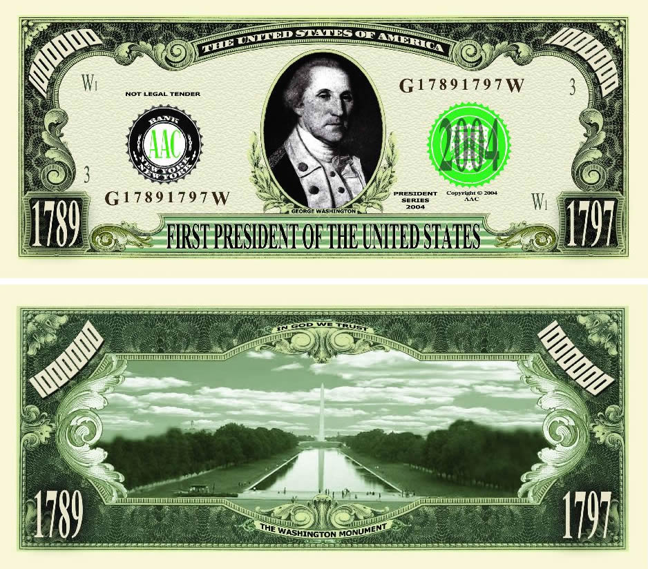 Fakemillion President George Washington One Million Dollar Bill