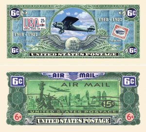 Six Cent Air Mail Postal Collectible Dollar Bill