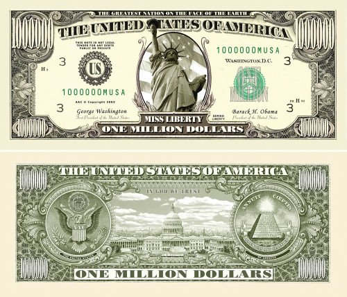 Traditional One Million Dollar Bills