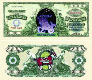 Capricorn Zodiac One Million Dollar Bill