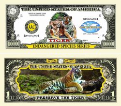 Endangered Tiger One Million Dollar Bill