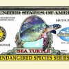 Endangered Sea Turtles One Million Dollar Bill