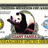 Endangered Giant Panda One Million Dollar Bill