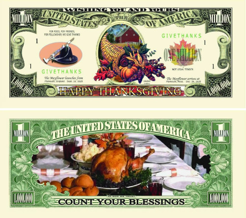 Happy Thanksgiving Million Dollar Bill