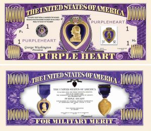 Purple Heart One Million Dollar Bill