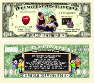 World's Greatest Teacher One Million Dollar Bill