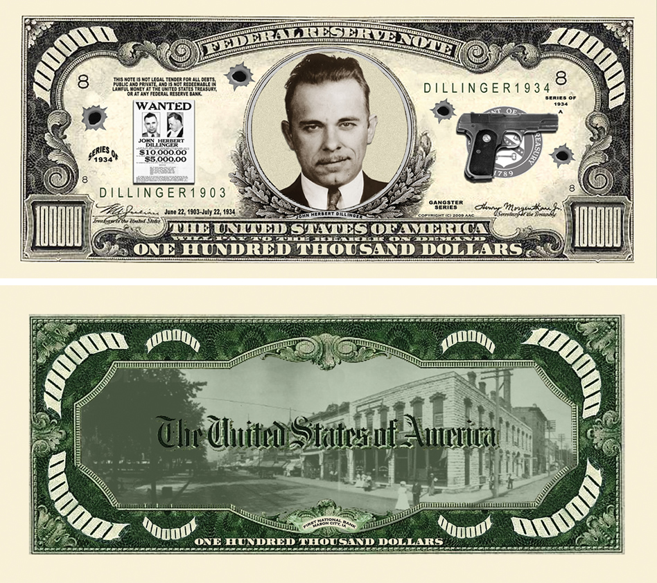 Сувенирные доллары. 1000 Dollars. Джон Диллинджер банкнота. Доллар Билл.