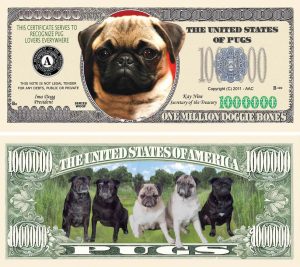 Pug Dog Million Dollar Bill